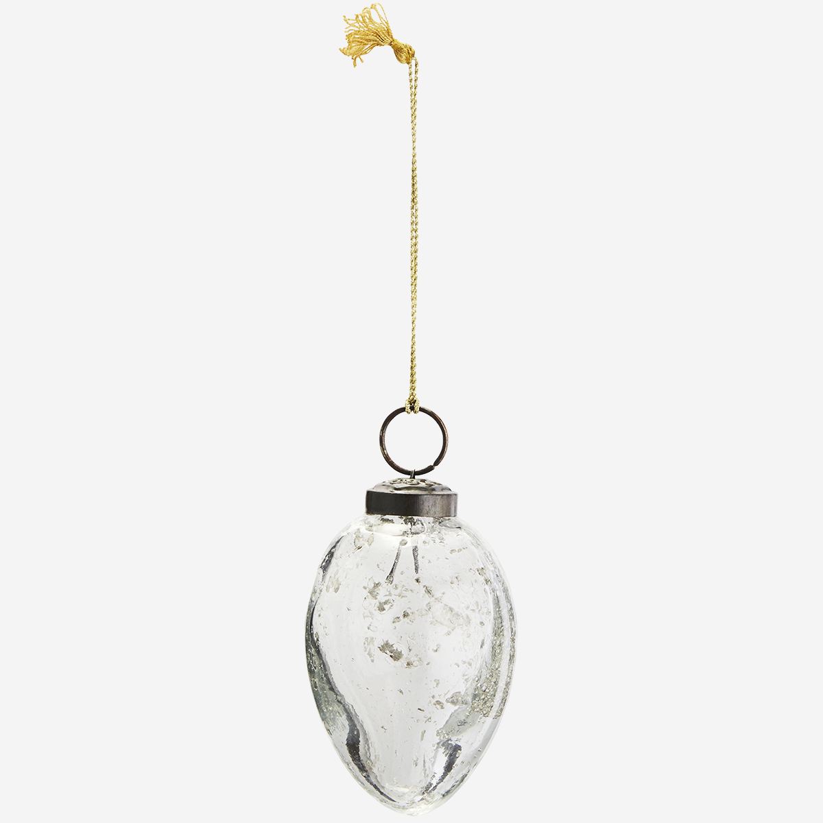 Boule de Noël ovale en verre soufflé transparent moucheté  * Madam Stoltz